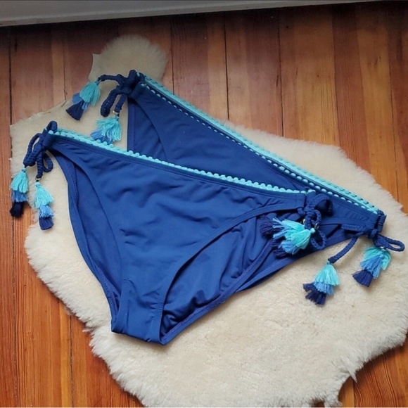 NEW Bleu Rod Beattie Let's Get Knotty Blue Tassle Bikini Bottom 12 14 Large XL - Picture 3 of 6